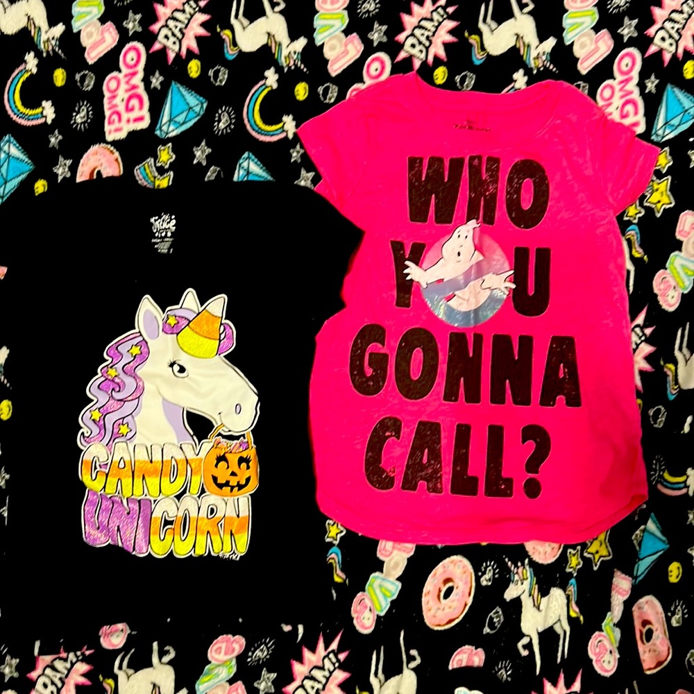 Size 8 ghost buster who you gonna call? Candy corn unicorn shirt